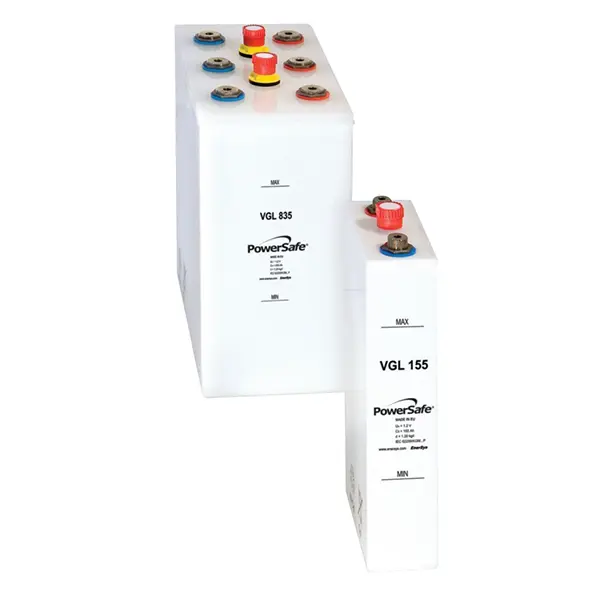Batería PowerSafe VGL de níquel-cadmio para aplicaciones industriales de larga descarga 1-100 horas y 20+ años vida útil.